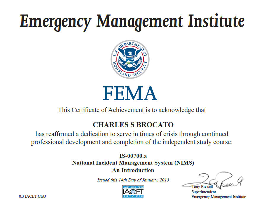 National Incident Management System (NIMS): An Introduction